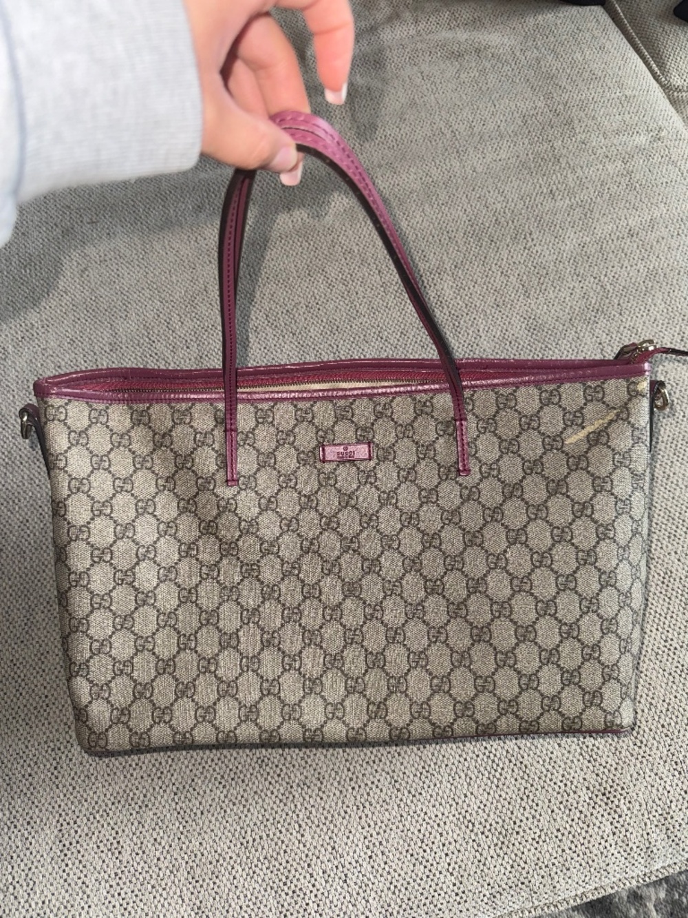 Gucci GG Canvas Tote with Pink Trim